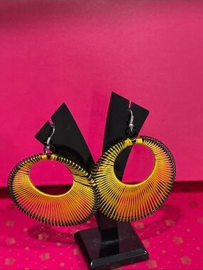 Handcrafted Yellow-Orange Gradient Hoop Earrings - Women Jewelry